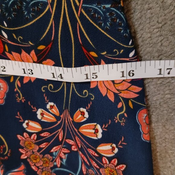 I.Madeline Garden Splendor Navy Blue Floral Print Long Sleeve Midi Dress Size M - Picture 12 of 13